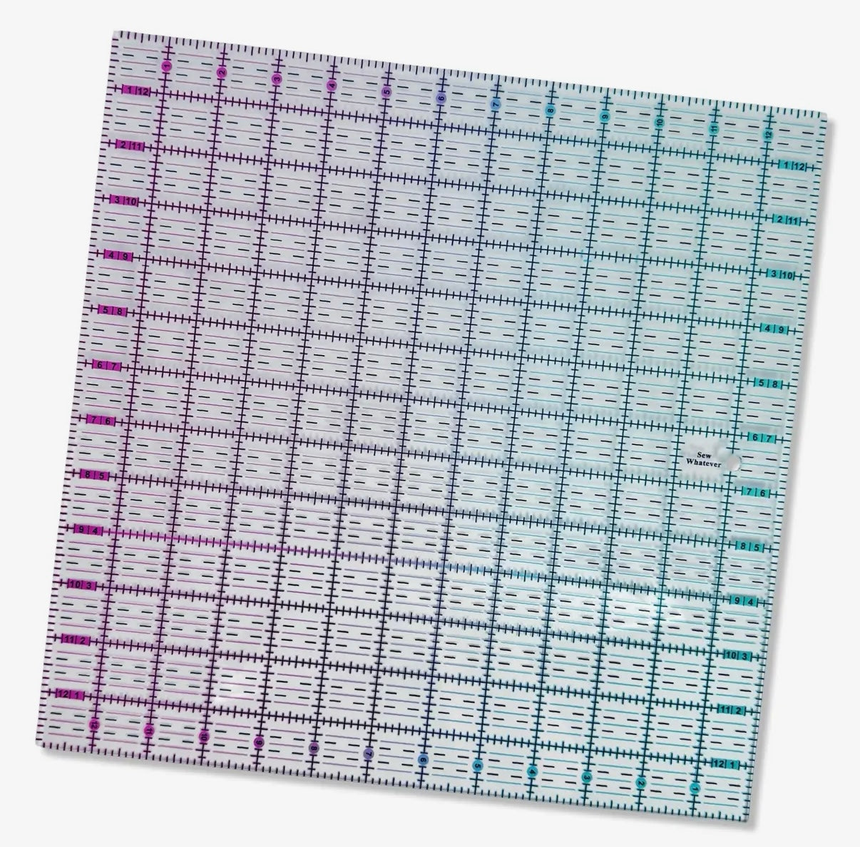 Pink to teal 13”x13” ruler